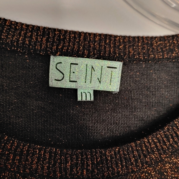 SEINT Bronze Metallic Long Sleeve Sweater - Size M - Picture 3 of 7